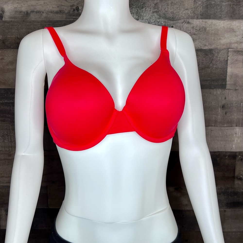 EUC PINK Lightly Lined T-Shirt Bra 34DDD - Red - Picture 3 of 8